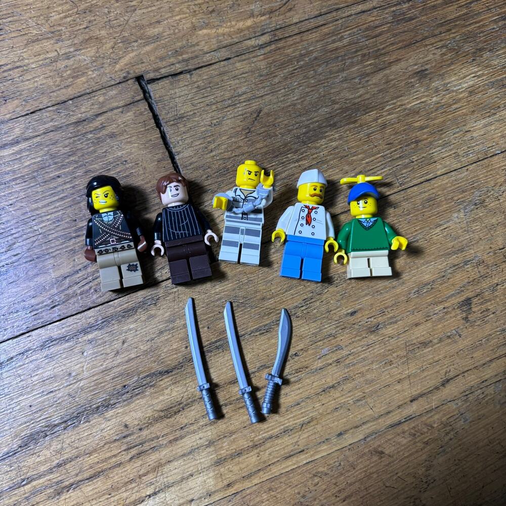 Assorted LEGO Mini Figure LOT Minifig Chef Inmate Boy with Swords